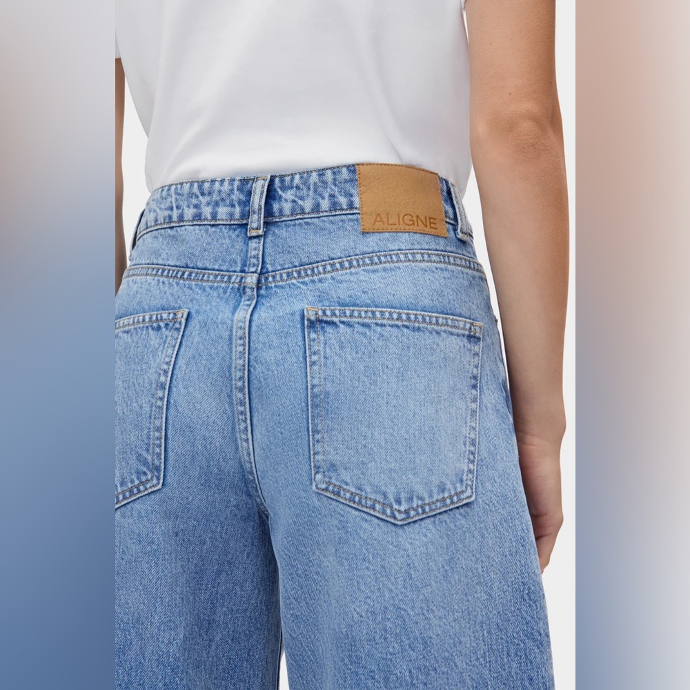 NWT Aligne Loose Wide Jeans Powder Blue Sz 26 - Picture 2 of 7